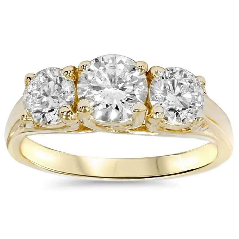 women custom engagement ring designs -2ct Three Stone Diamond Engagement 14K Yellow Gold Ring