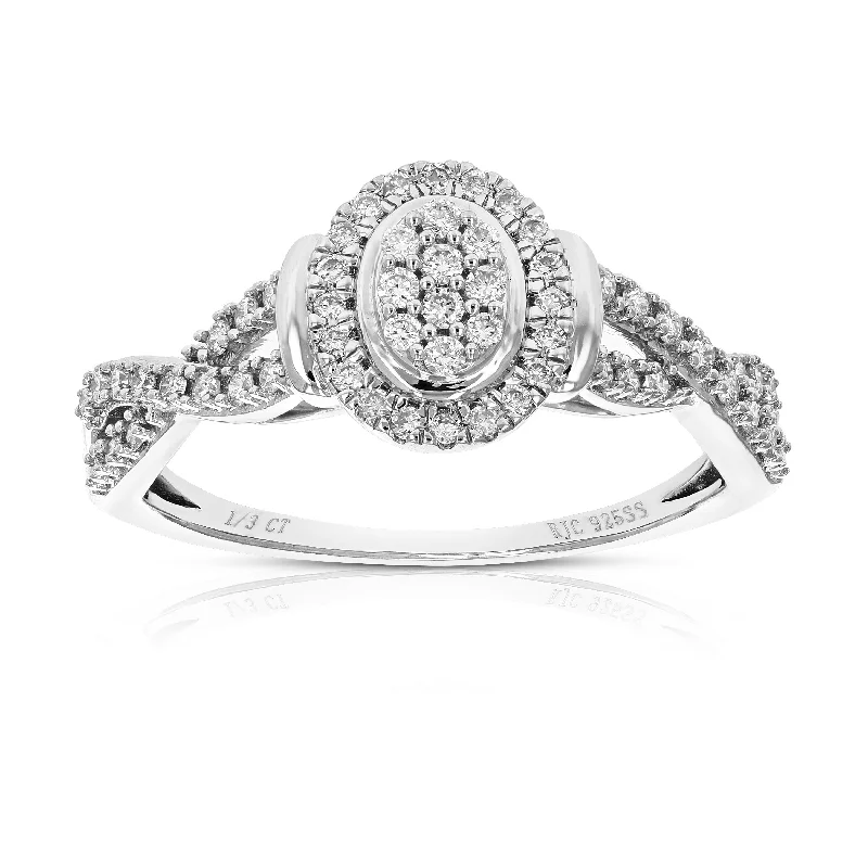 women elegant vintage engagement rings -1/3 cttw Round Cut Lab Grown Diamond .925 Sterling Silver Engagement Ring Prong Set