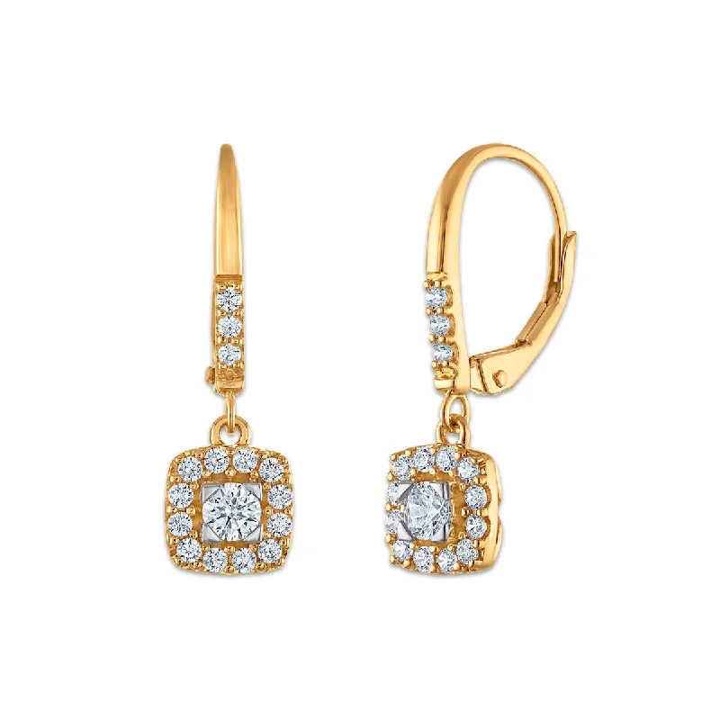 women gold hoop earrings -EcoLove 1/2 CTW Lab Grown Drop Diamond Earrings in 10KT Gold