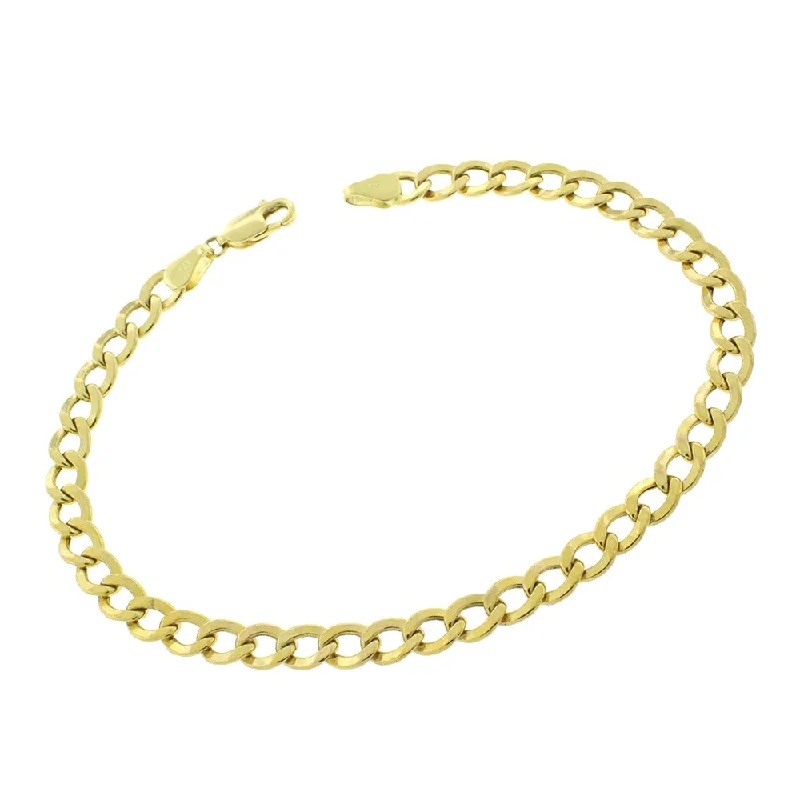 women charm bracelets -10k Yellow Gold 5mm Hollow Cuban Curb Link Bracelet Chain 8", 8.5", 9"