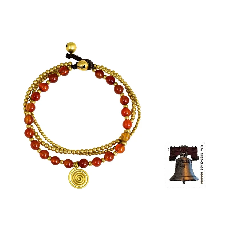 women bangles sets -Handmade Brass 'Daydreams' Carnelian Bracelet (Thailand)