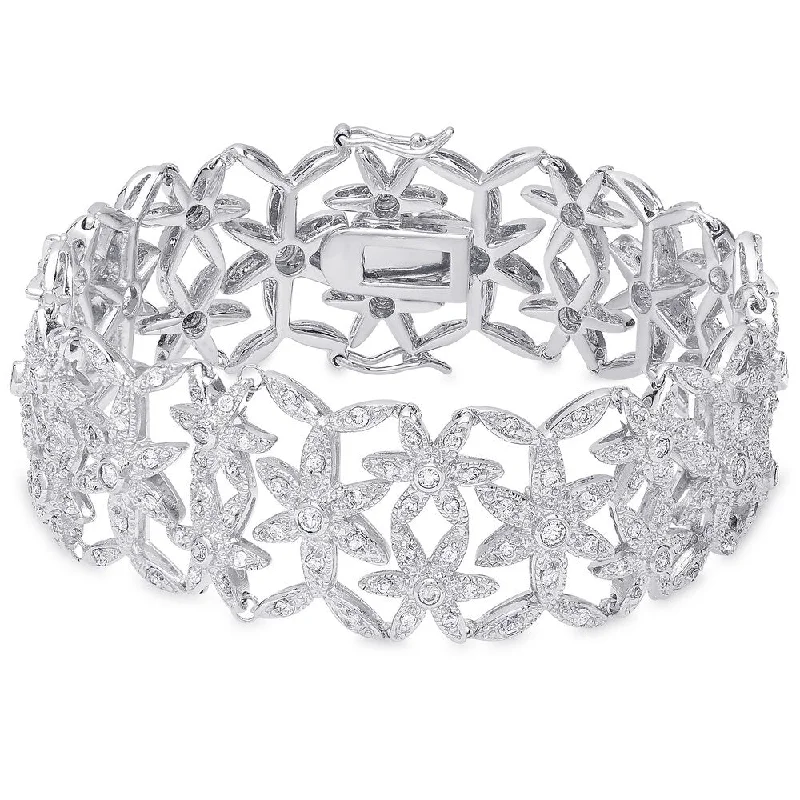 women trendy bracelets -Samantha Stone Sterling Silver Cubic Zirconia Flower Vine Bracelet