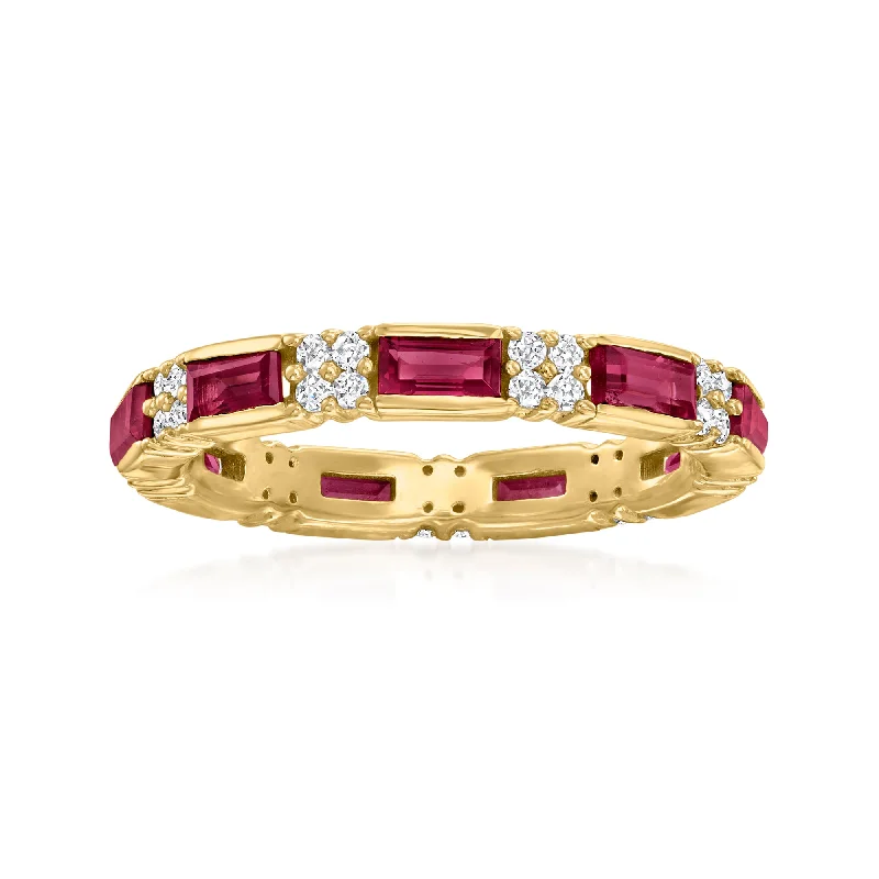 women antique engagement rings -Ross-Simons Rhodolite Garnet and White Zircon Ring in 18kt Gold Over Sterling