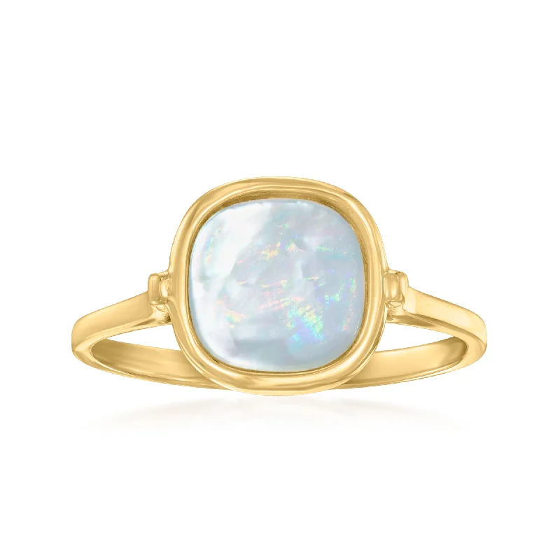 women classic wedding engagement rings -Ross-Simons Italian Mother-Of-Pearl Ring in 14kt Yellow Gold