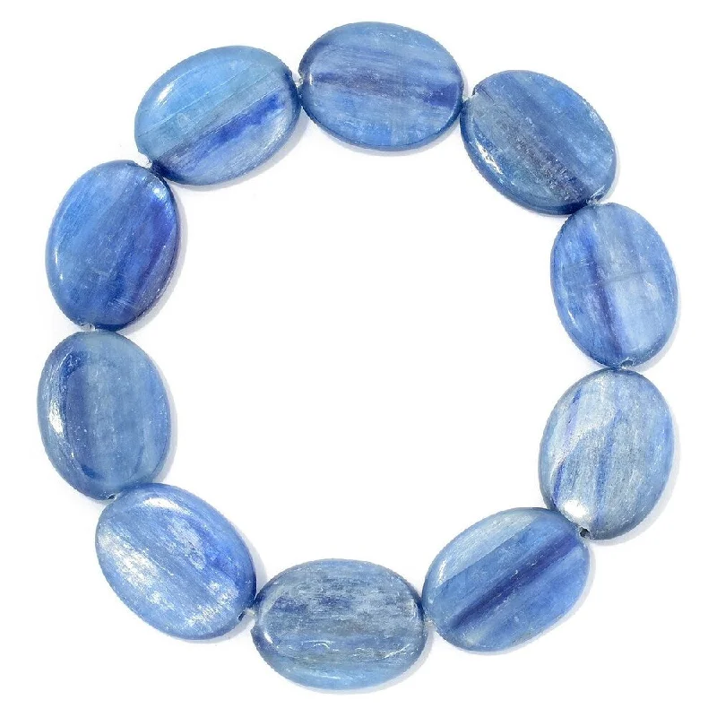 women crystal bracelets -20 x 15mm Oval Kyanite Beaded Stretch Bracelet