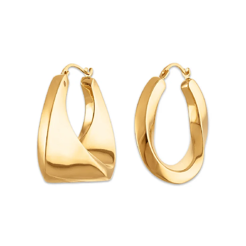 women luxury diamond earrings -Gold Luxe Chunky Hoop Earring in 10KT Yellow Gold Over Resin