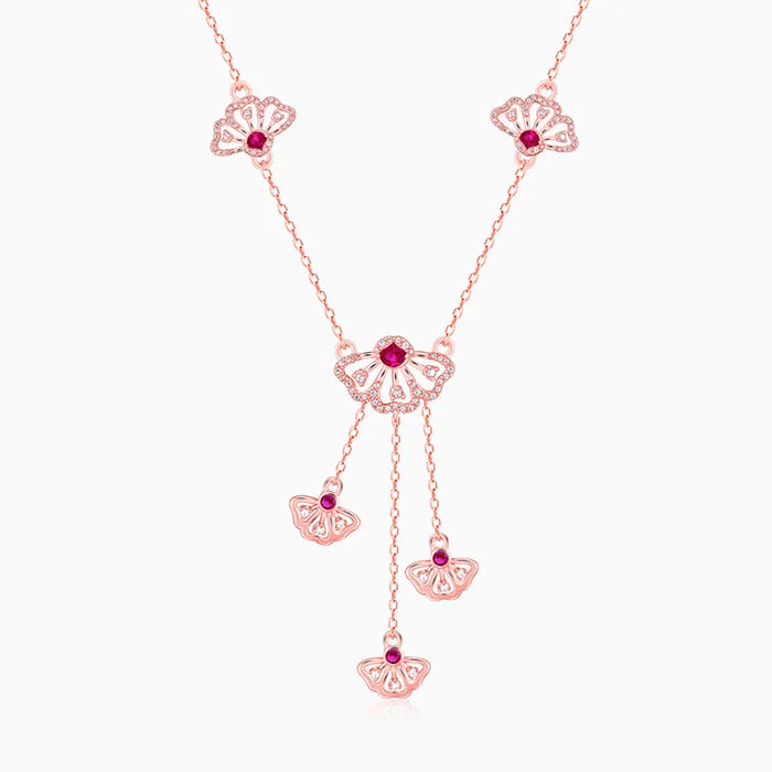 women elegant pendant necklaces -Rose Gold Brilliant Red Eyebright Trio Necklace