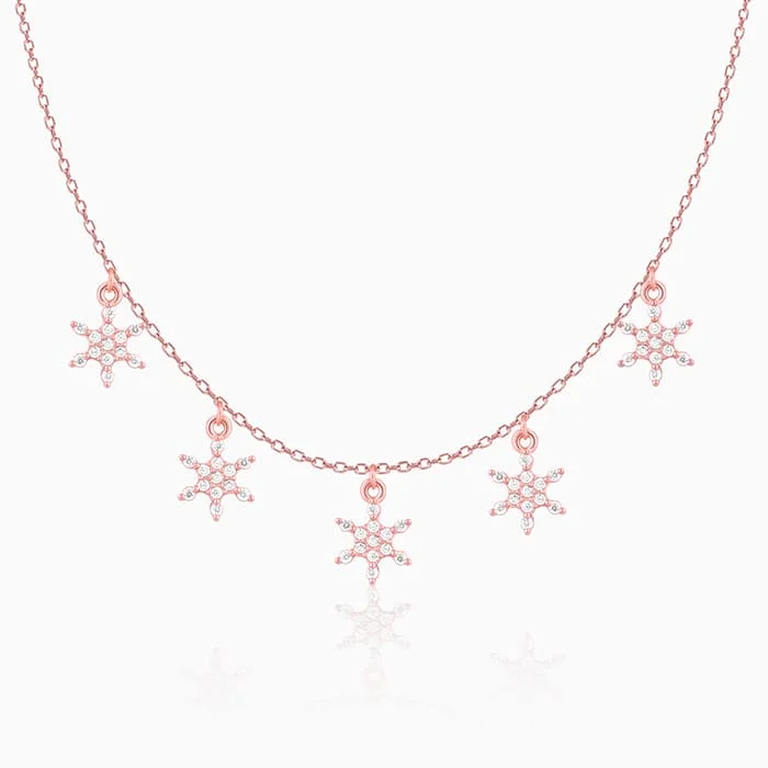 women custom necklaces -Rose Gold Frost Charm Necklace