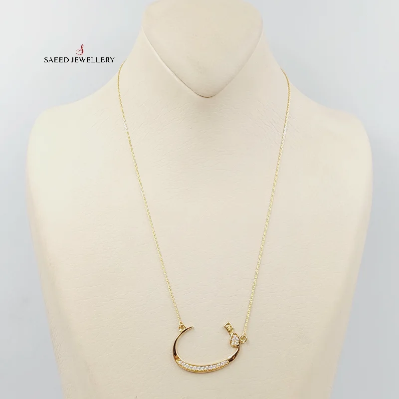 women gold bar necklaces -Arabic Letter Necklace