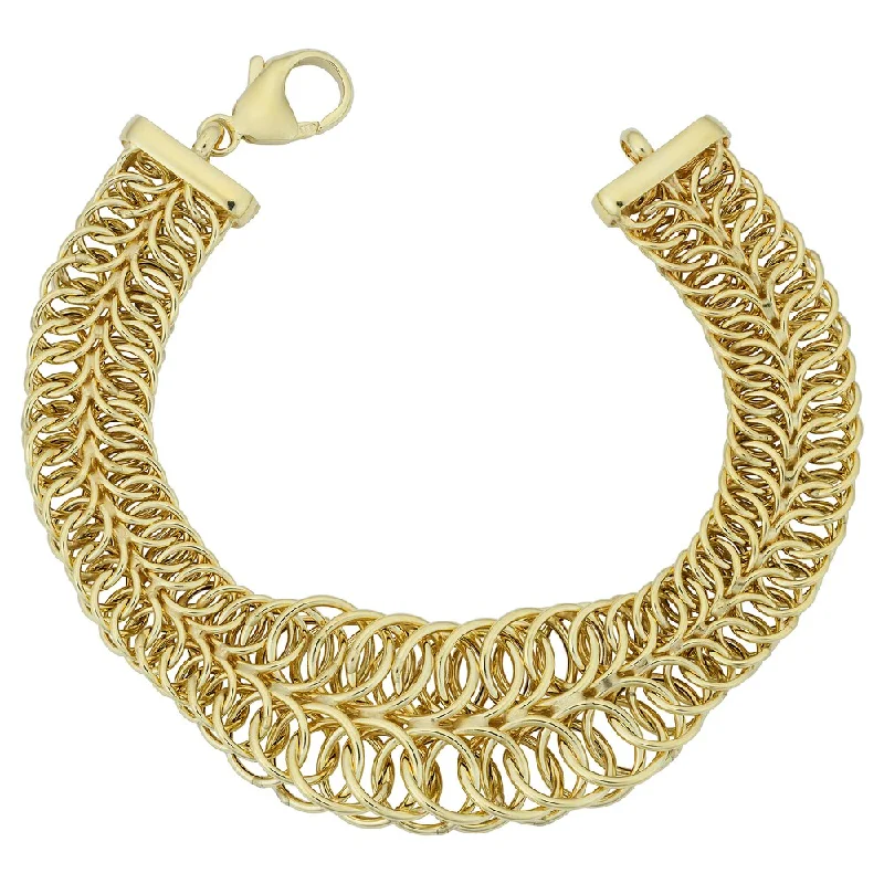 women charm bracelets -Fremada Italian 14k Yellow Gold Two-Row Graduated Round Link Bracelet (7.75 inches)