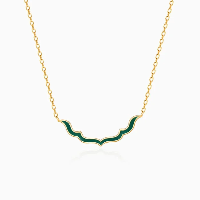 women minimalist gold necklaces -Golden Emerald Nawab Necklace