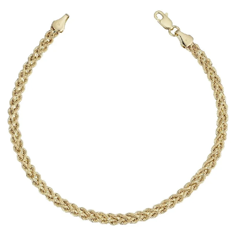 women double bangle bracelets -Fremada 14k Yellow Gold Double Row Semi-solid Rope Bracelet (7.5 inches)