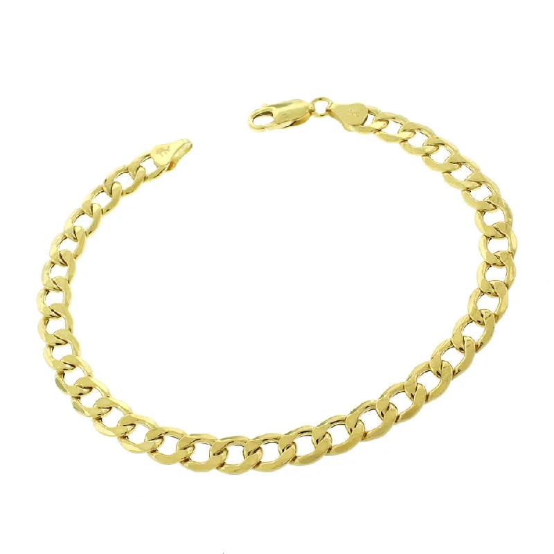 women wedding bracelets -10k Yellow Gold 7mm Hollow Cuban Curb Link Bracelet Chain 8.5"