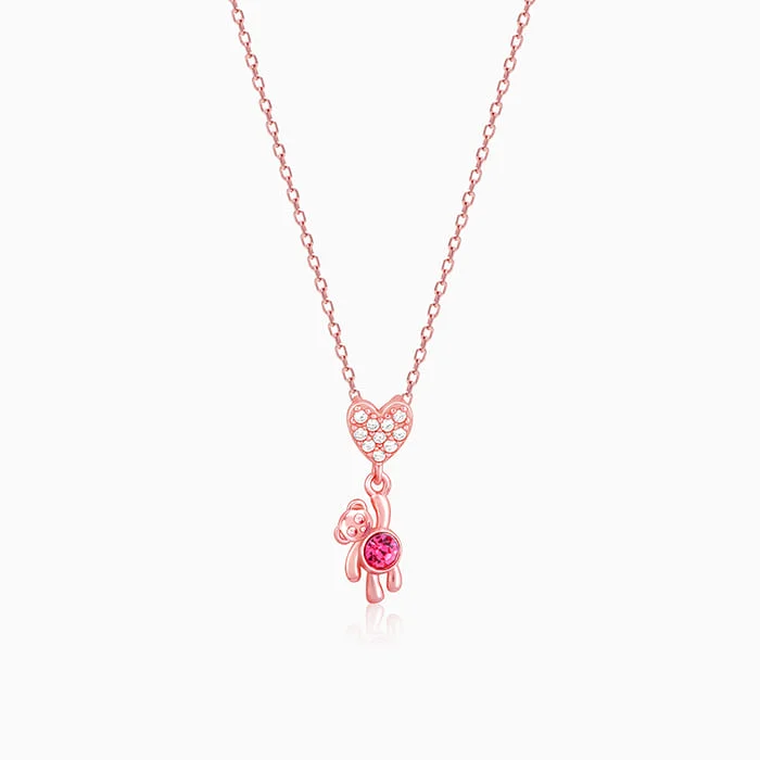 women beautiful necklaces -Rose Gold Beary Love Necklace