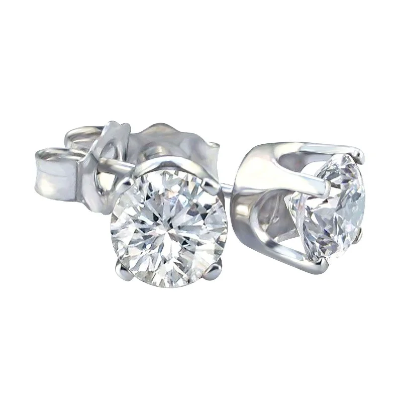 women wedding earrings -Premiere 1/10 CTW Diamond Solitaire Stud Earrings in 14KT White Gold