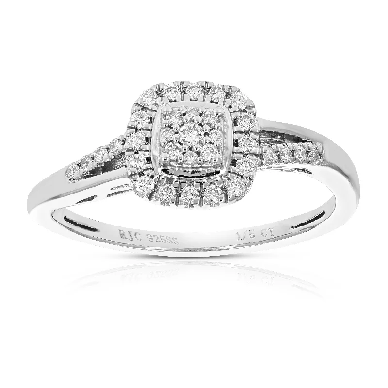 women vintage engagement rings -1/5 cttw Round Cut Lab Grown Diamond Wedding Engagement Ring .925 Sterling Silver Prong Set