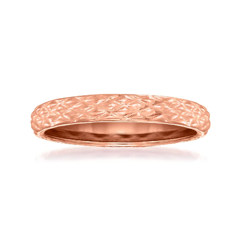 women bridal jewelry engagement rings -Ross-Simons 18kt Rose Gold Quilted Textured Ring