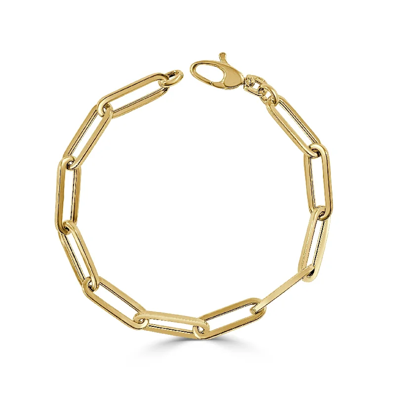 women tennis bangles -Joelle Gold Link Chain Bracelet - 14K Paperclip Link Chain