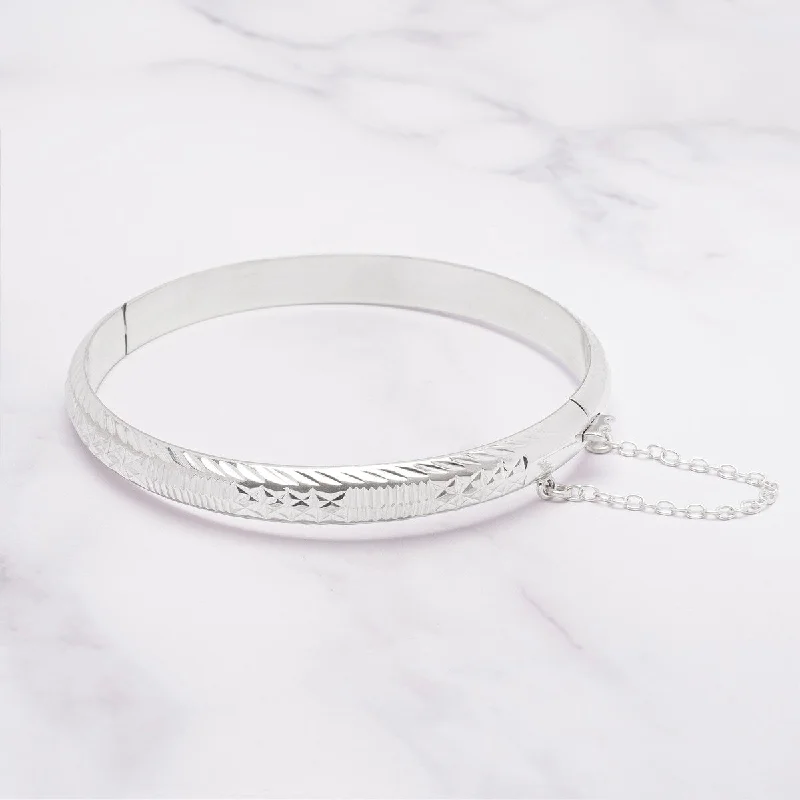 women minimalist bracelets -Victoria Townsend .925 Sterling Silver Pattern Bangle Bracelet