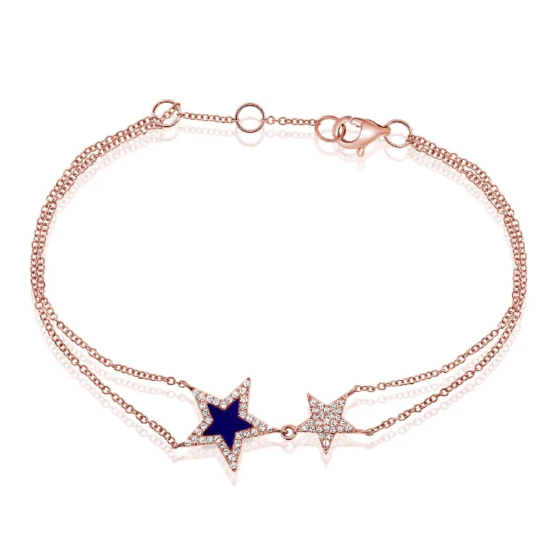 women rose gold bracelets -Joelle Star Bracelet Lapis & Diamond 14K Rose Gold