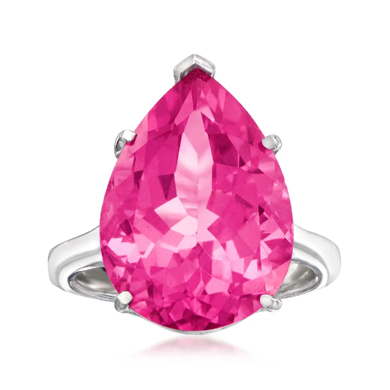 women wedding and engagement rings -Ross-Simons Pear-Shaped Pink Topaz Ring in Sterling Silver