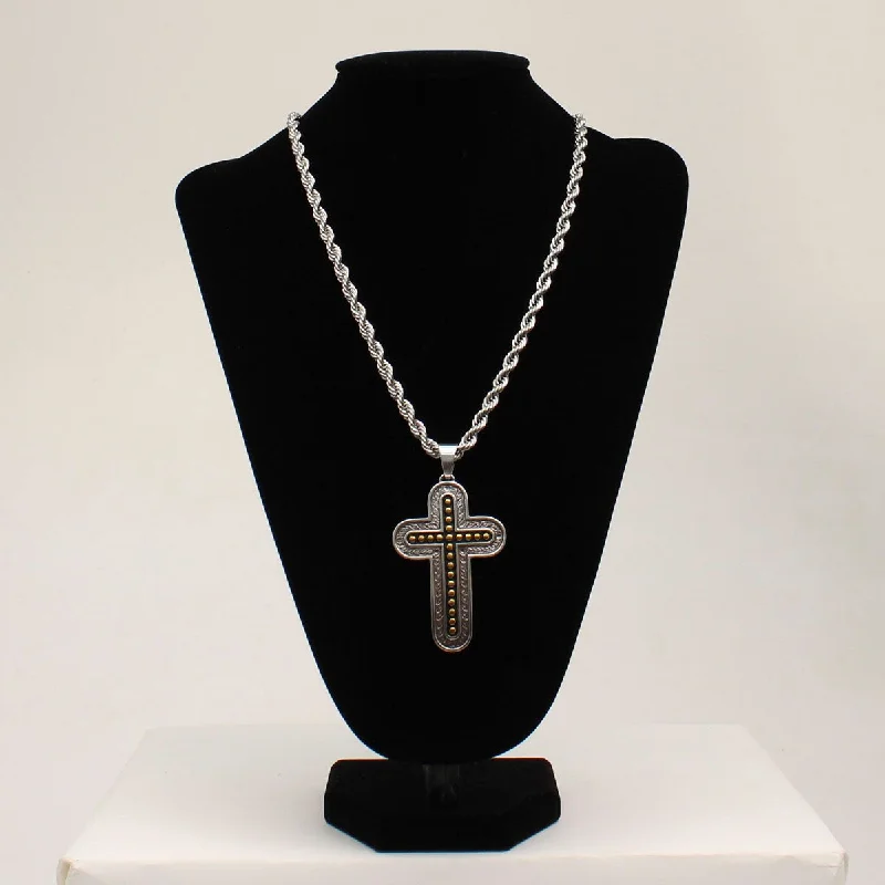 women elegant pendant necklaces -Black/Gold/Silver Cross Men's  Necklace