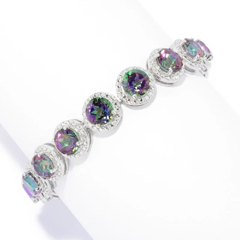 women silver bracelets -925 Sterling Silver Mystic Topaz Bracelet