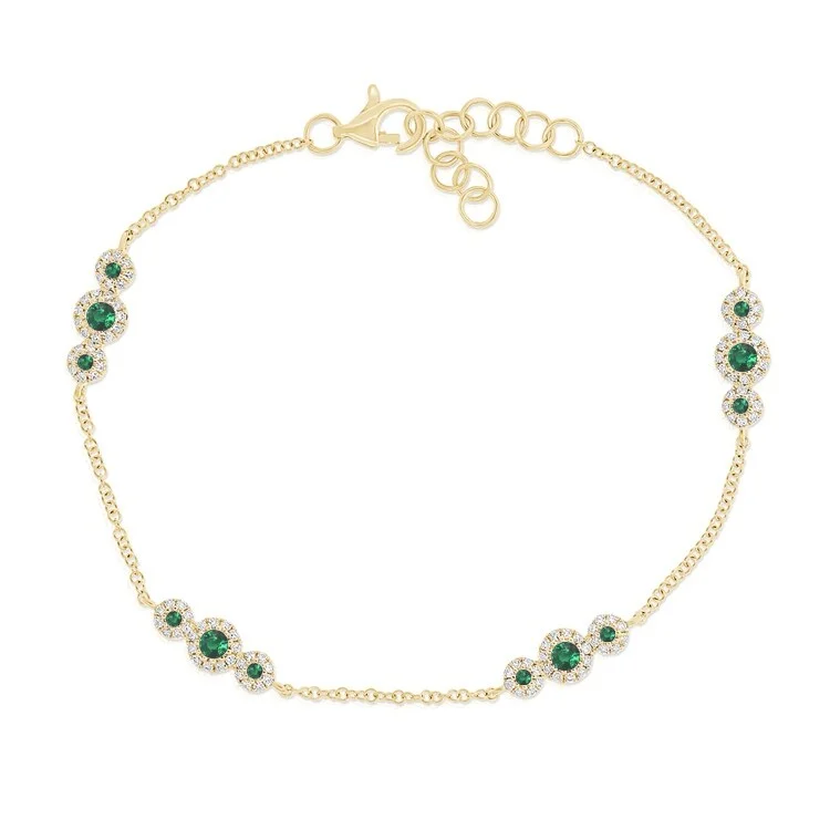 women crystal bracelets -Joelle Emerald & Diamond Station Bracelet 14K Yellow Gold