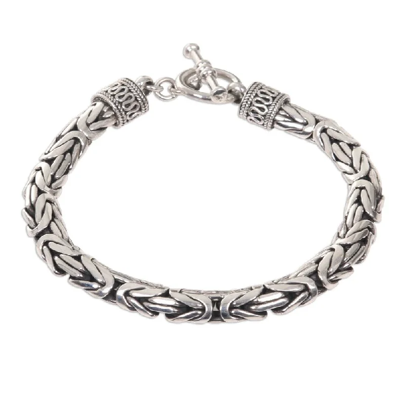 women luxury gold bangles -NOVICA Handmade Dragon and Naga Snake Chain Bracelet (Indonesia) - Silver