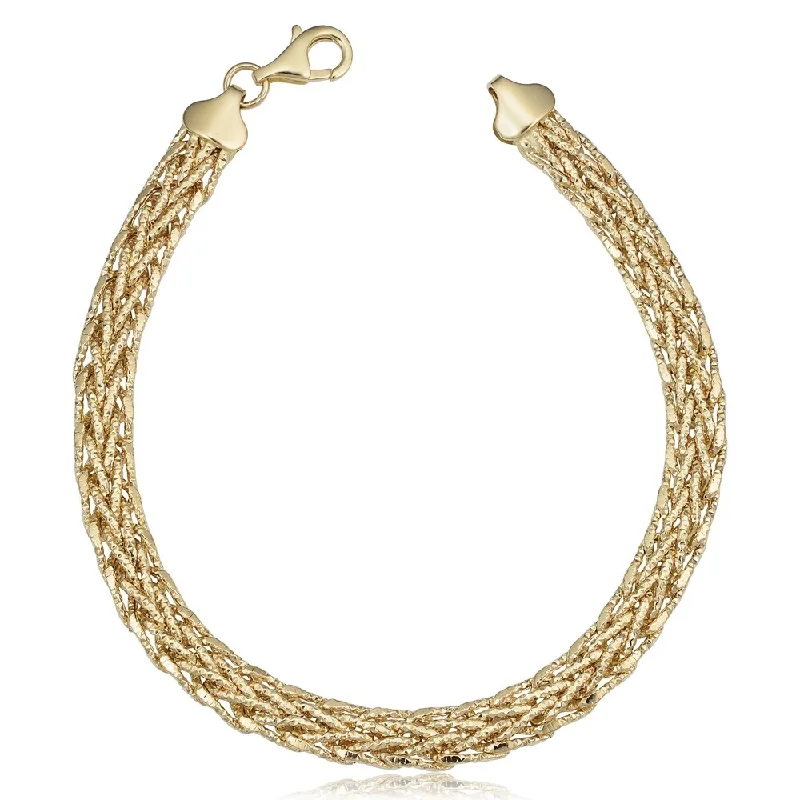 women designer bracelets -14k Yellow Gold 5.8 millimeters Diamond-cut Weave Bracelet (7.5 inches)