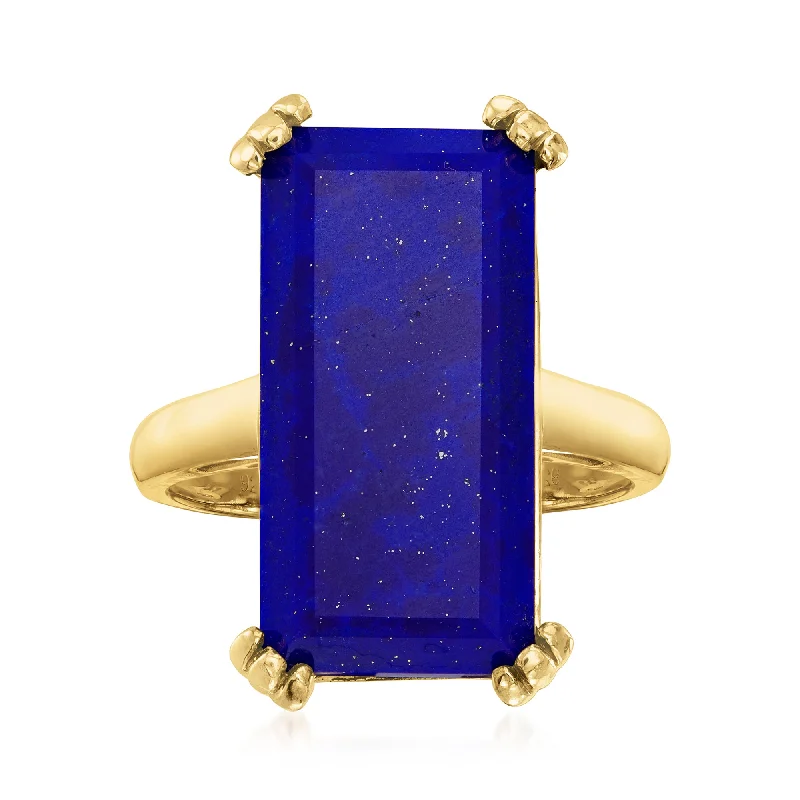 women chic engagement rings -Ross-Simons Lapis Ring in 18kt Gold Over Sterling