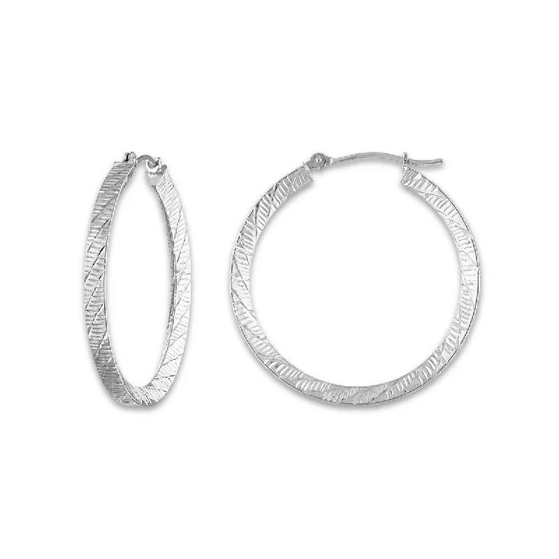 women gold dangle earrings -10KT White Gold 30MM Hoop Earrings