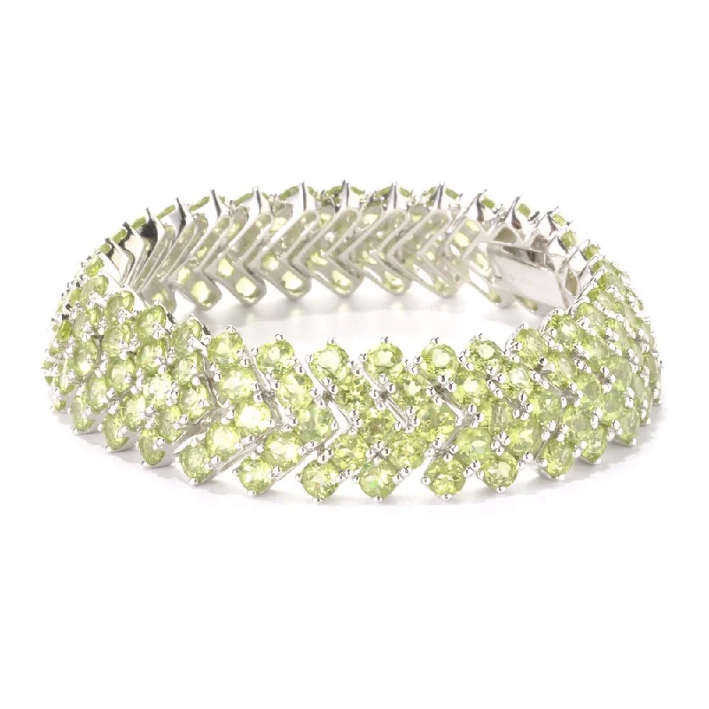 women bracelets -Sterling Silver Peridot Chevron Link Bracelet