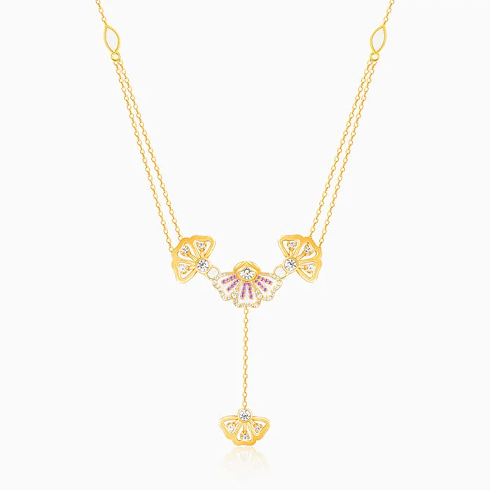 women infinity necklaces -Golden Elegant Eyebright Lariat Necklace