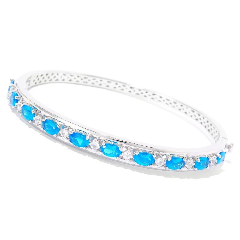 women high-quality bracelets -Sterling Silver Neon Apatite White Zircon Bracelet