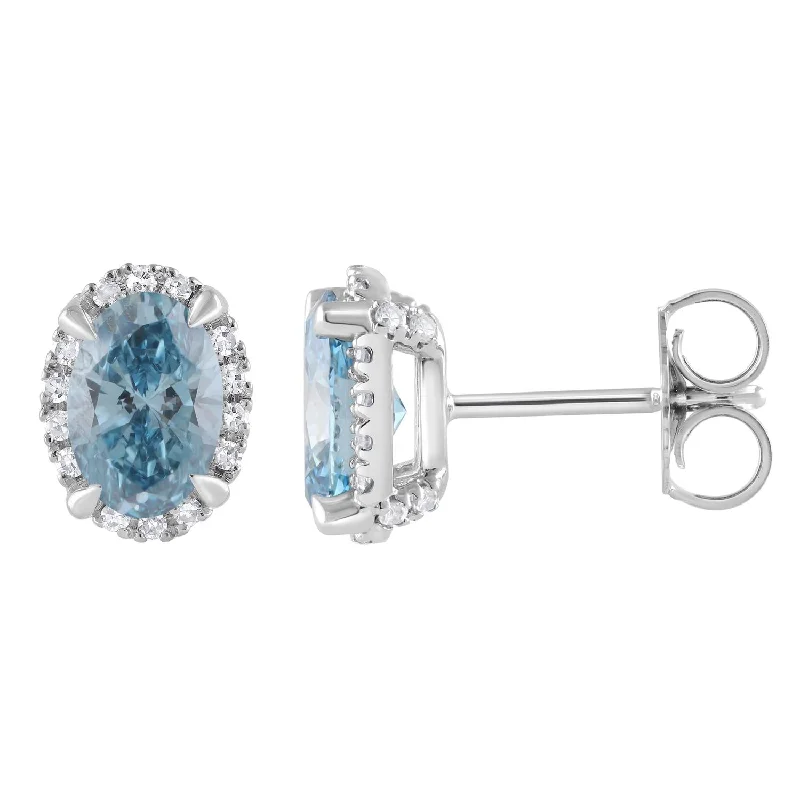 women personalized earrings -Signature EcoLove 2-1/4 CTW Fancy Blue Lab Grown Diamond Earrings in 14KT White Gold