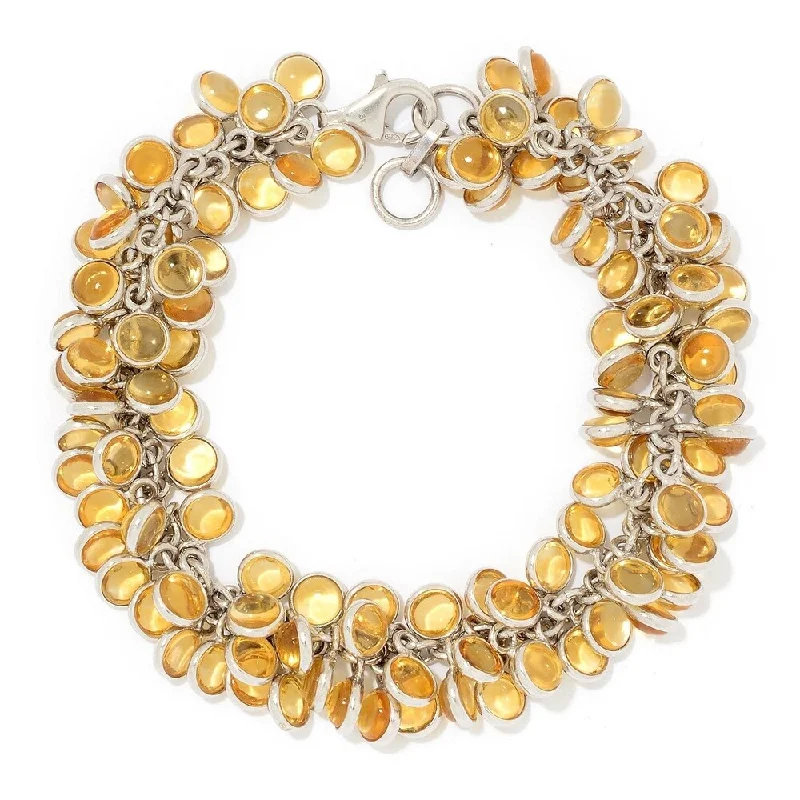 women elegant bracelets -Sterling Silver Citrine Adjustable Dangle Bracelet