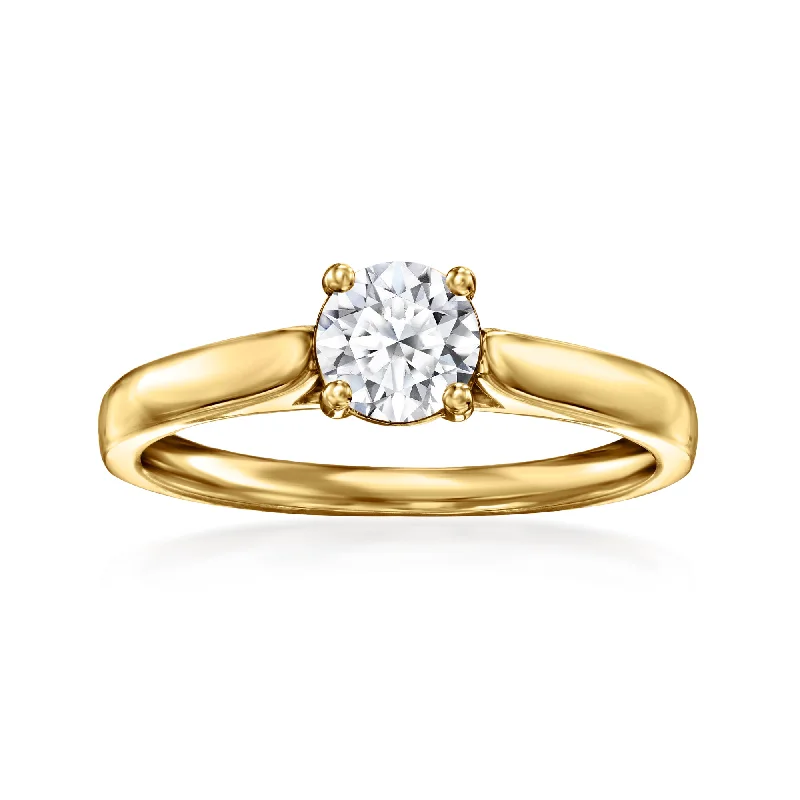 women silver engagement rings -Ross-Simons Lab-Grown Diamond Solitaire Ring in 18kt Gold Over Sterling