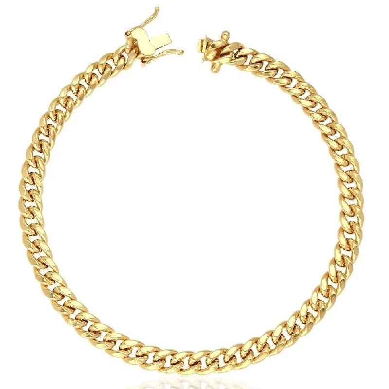 women fashion-forward bangles -10K Yellow Gold 6MM Hollow Miami Cuban Curb Link Bracelet Chain 8.5", Gold Bracelet for Men & Women, 100% Real 10K Gold