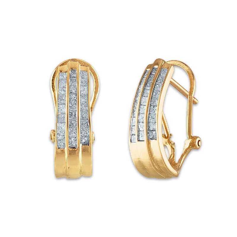 women luxury diamond earrings -1 CTW Diamond Hoop Earrings in 10KT Yellow Gold