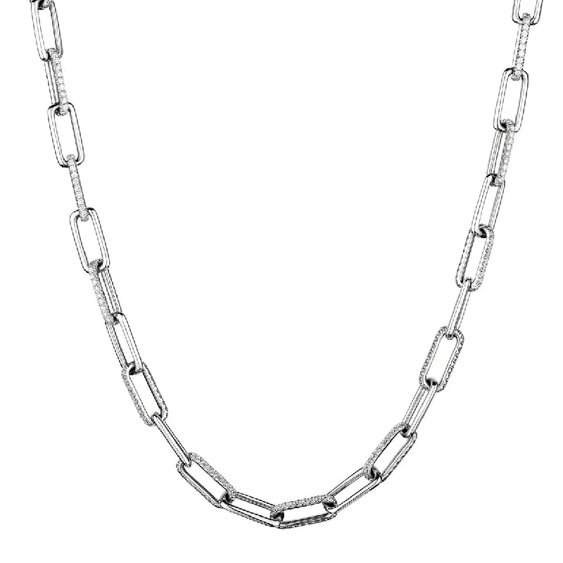 women infinity necklaces -DIAMOND OVAL LINK CHAIN NECKLACE