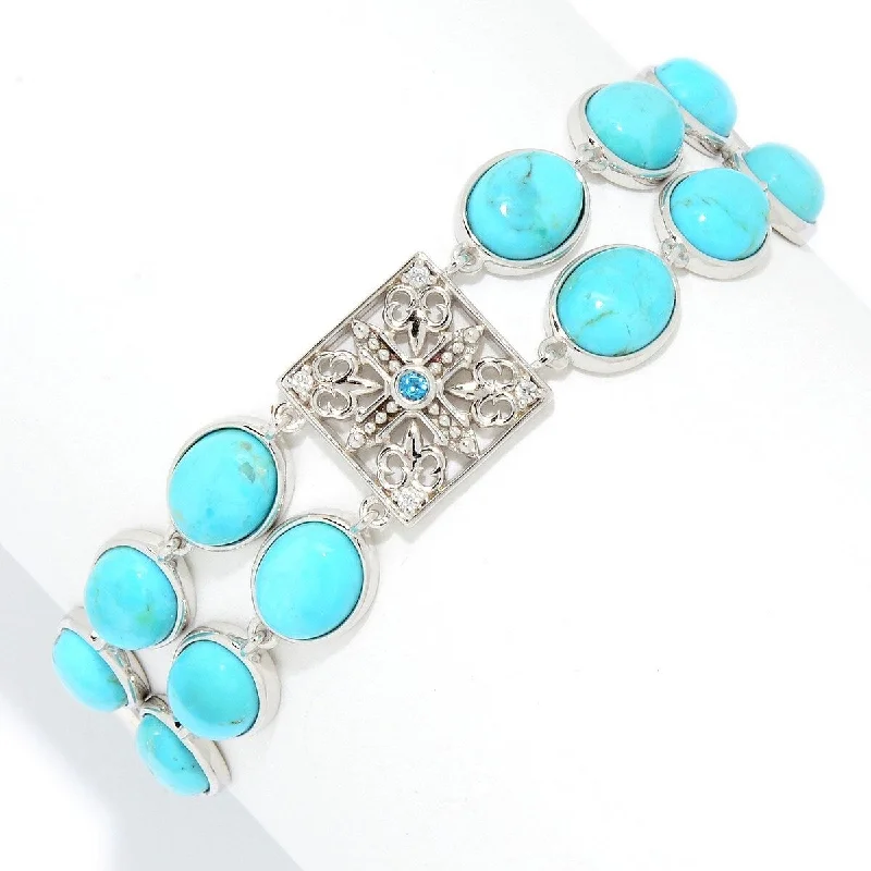 women charm bracelets -Dallas Prince Designs Sterling Silver 7.25" Mohave Turquoise & Gem Link Bracelet