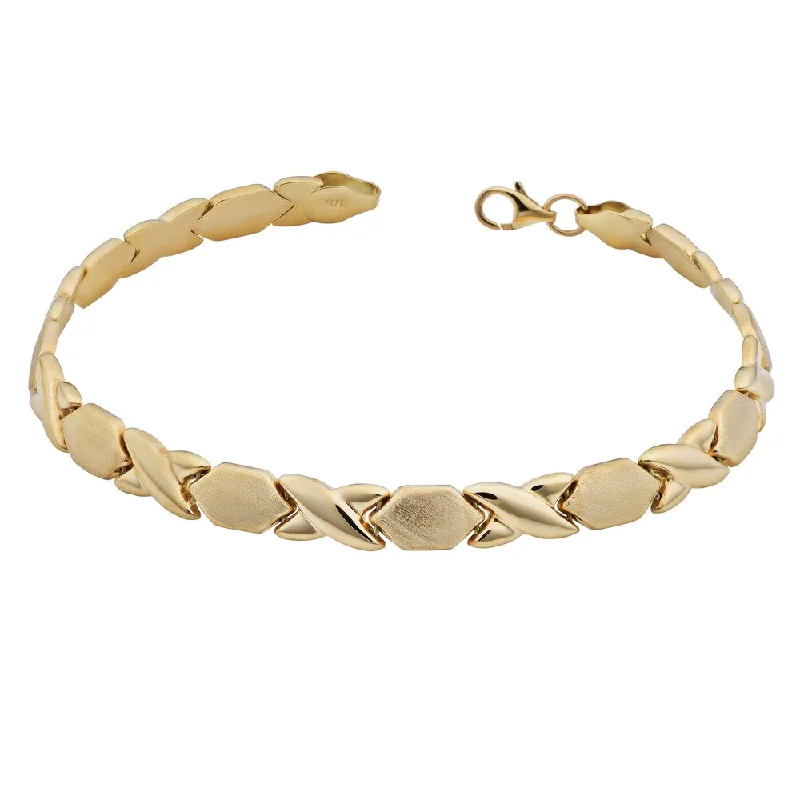 women adjustable bangles -Fremada 14k Yellow Gold Satin and Polish 'XO' Hugs and Kisses Bracelet