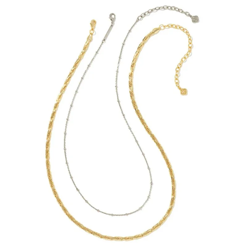 women crystal necklaces -Kendra Scott | Carson Set of Two Chain Necklace in Mixed Metal