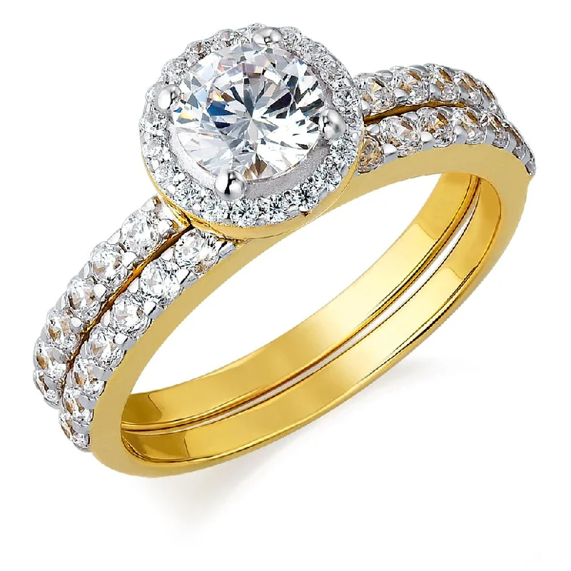 women vintage engagement rings -Posh Solitaire Ring Set