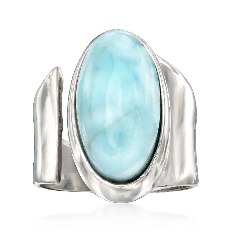 women luxurious platinum engagement rings -Ross-Simons Larimar Wrap Ring in Sterling Silver