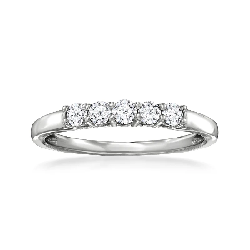 women elegant vintage engagement rings -Ross-Simons Lab-Grown Diamond 5-Stone Ring in Sterling Silver