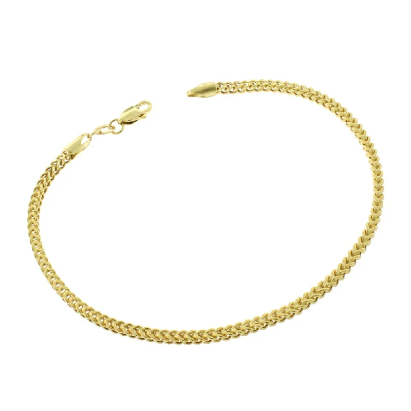 women birthstone bangles -14k Yellow Gold 2mm Hollow Franco Link Bracelet Chain 7.5"