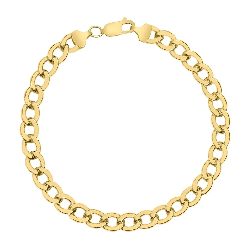 women tennis bangles -14K Yellow Gold Filled 7.4MM Curb Link Bracelet with Lobster Clasp