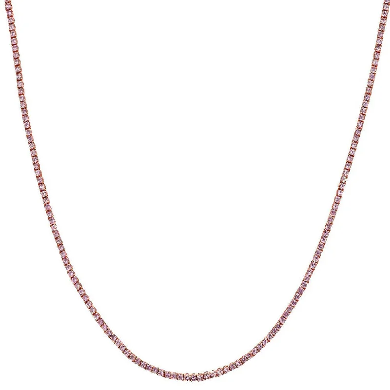 women beautiful necklaces -PINK SAPPHIRE TENNIS NECKLACE